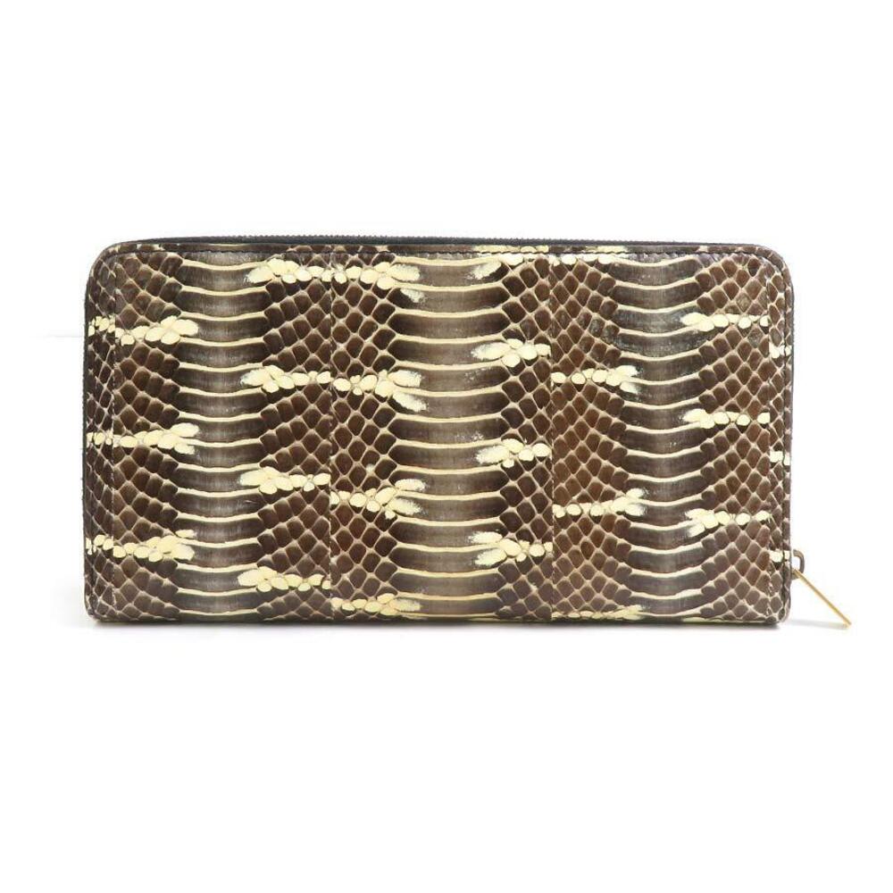 Celine zip around long wallet brown python leather - image 2